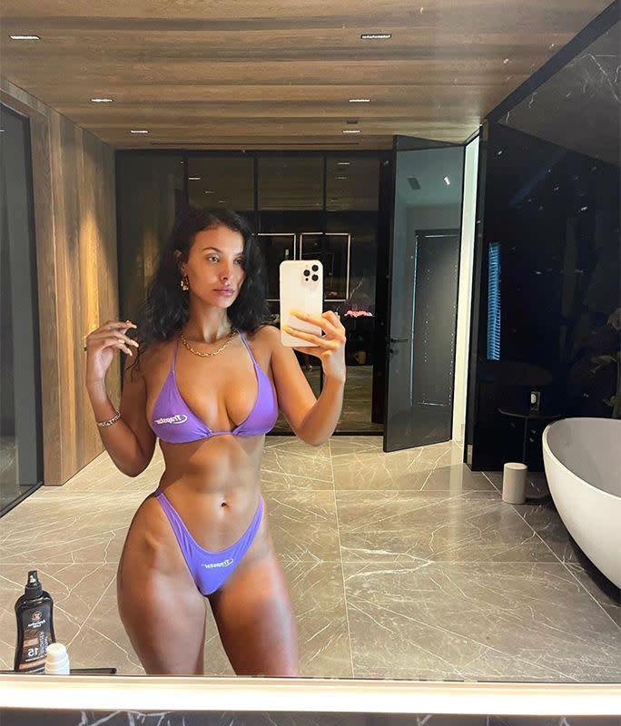 maya jama purple bikini