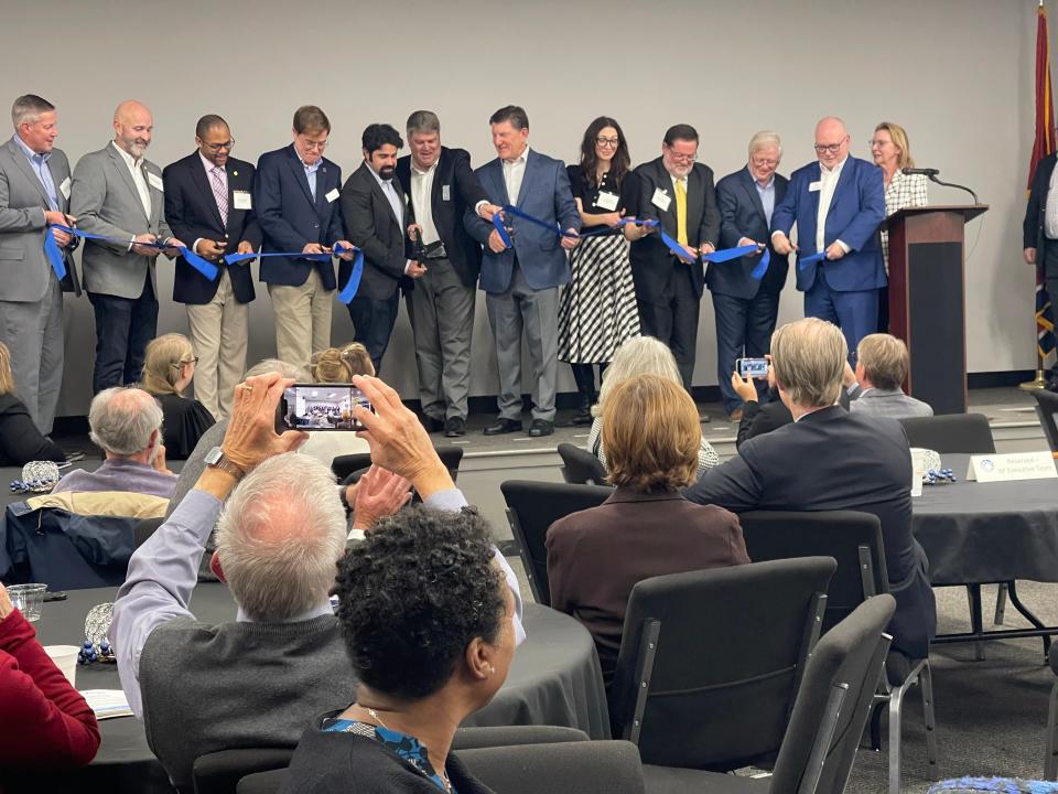 The Dec. 5 ribbon-cutting ceremony at American Museum of Science and Energy held before the unveiling of its newest exhibit on the planned Hermes reactor in Oak Ridge. The exhibit is called“Reaction Time: The Fluoride Salt Future.”