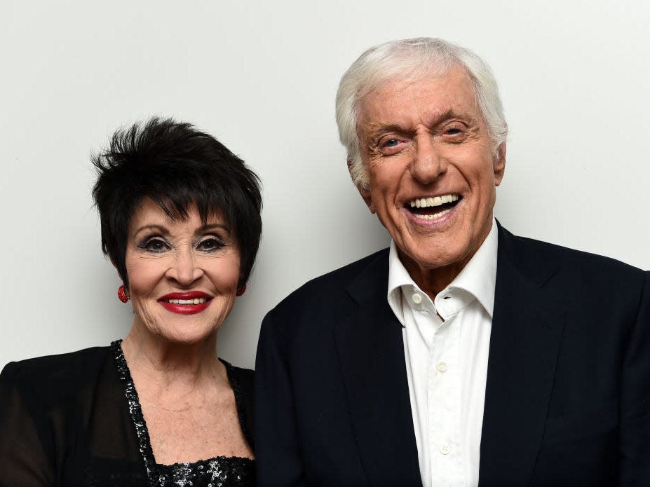 Actress Chita Rivera (L) and actor Dick Van Dyke pose backstage before performing together at The Eli And Edythe Broad Stage presentation of "Chita: A Legendary Celebration" at The Broad Stage on February 10, 2017 in Santa Monica, California.