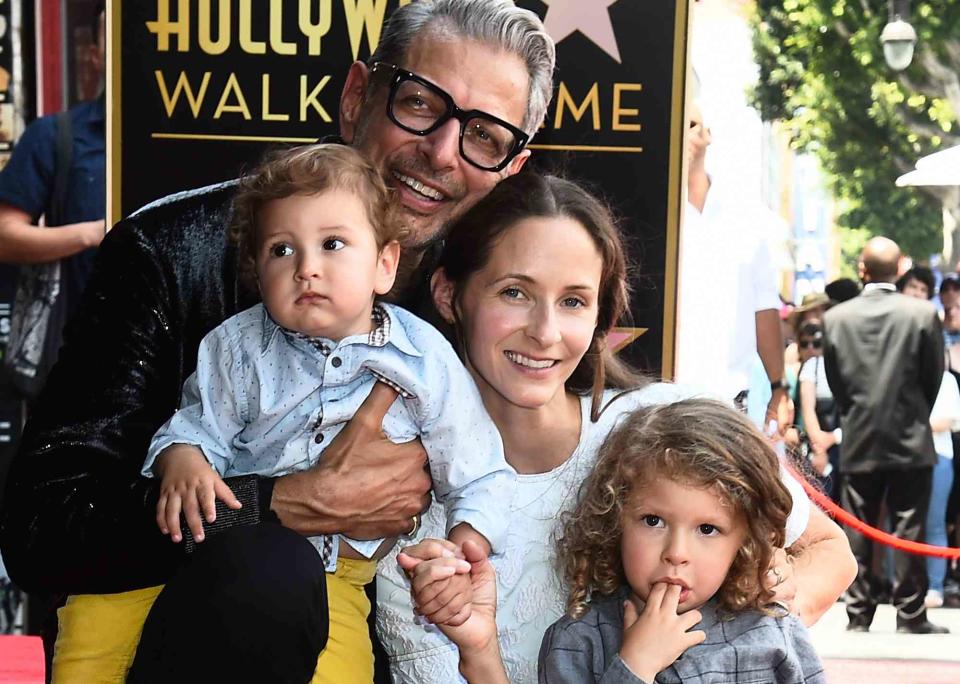 <p>Michael Buckner/Variety/Penske Media/Getty</p> River Joe Goldblum (left), Jeff Goldblum, Emilie Livingston and Charlie Ocean Goldblum