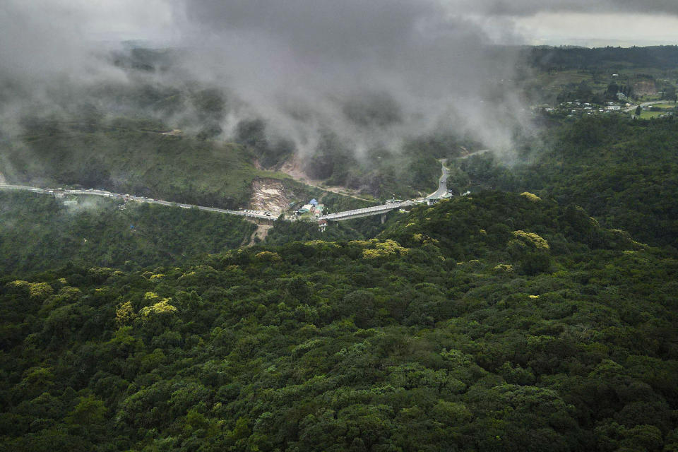 A sprawling sacred forest is seen in the East Khasi Hills region of Meghalaya near Cherrapunji, India, Thursday, Sept. 7, 2023. (AP Photo/Anupam Nath)