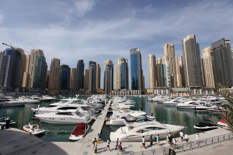 "Contractor submitted his proposed plans to the state government during his visit here Tuesday," an official said referring to the proposed New Patna World City. (Pictured left: A general view of the Dubai Marina. Photo by Dan Kitwood/Getty Images)