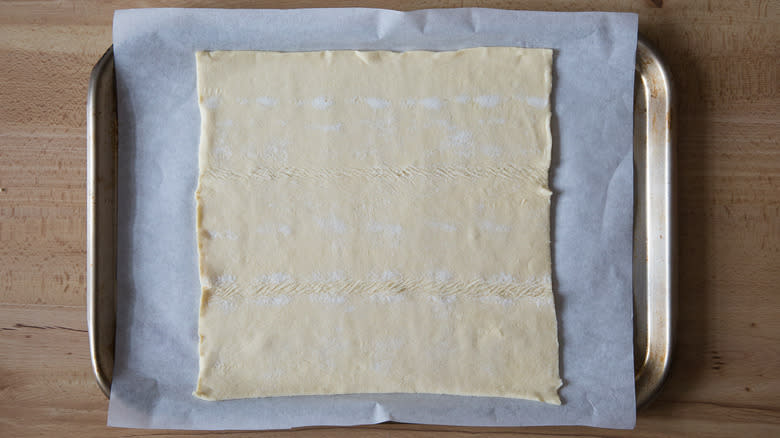 puff pastry sheet on pan