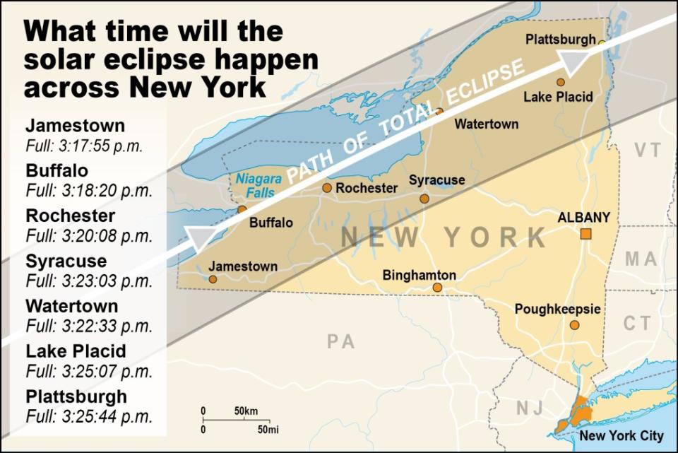 Map of the solar eclipse in New York.