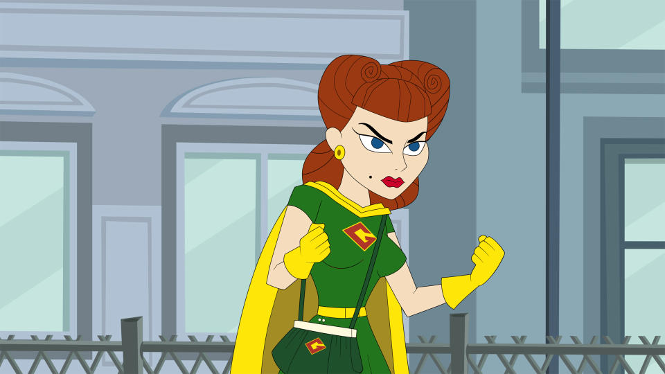 This publicity image released by Hulu shows Gadget Gal, voiced by Paula Pell, in a scene from "The Awesomes." The animated series premieres Aug. 1, on Hulu. (AP Photo/Hulu)