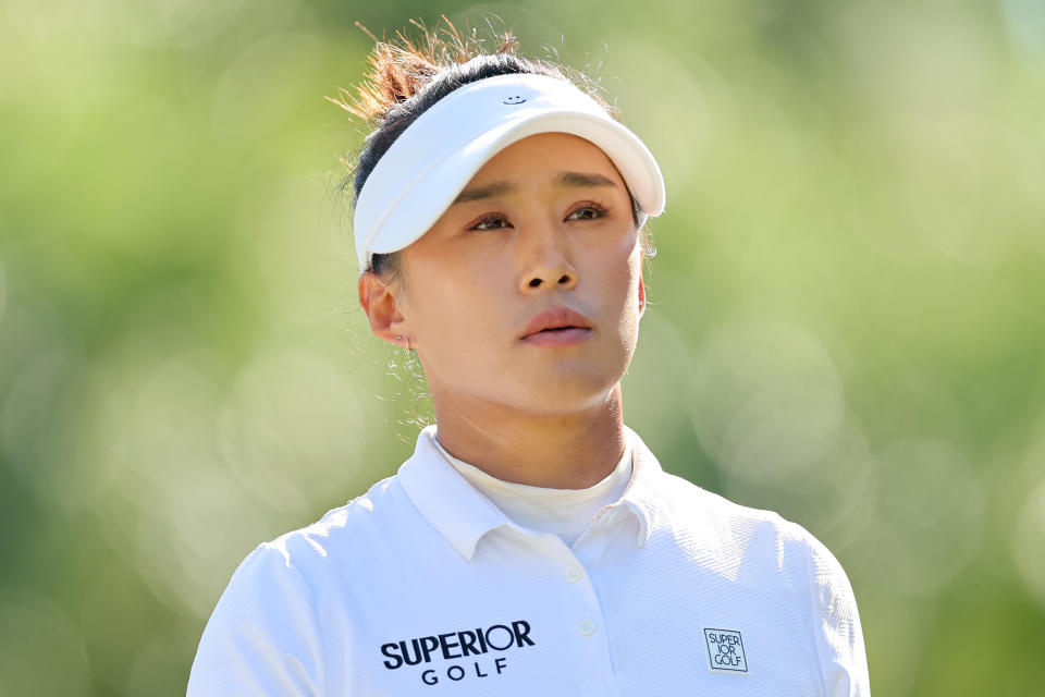Amy Yang of Korea looks on from the 11th tee during the second round of the CME Group Tour Championship at Tiburon Golf Club on November 17, 2023 in Naples, Florida. (Photo by Michael Reaves/Getty Images)