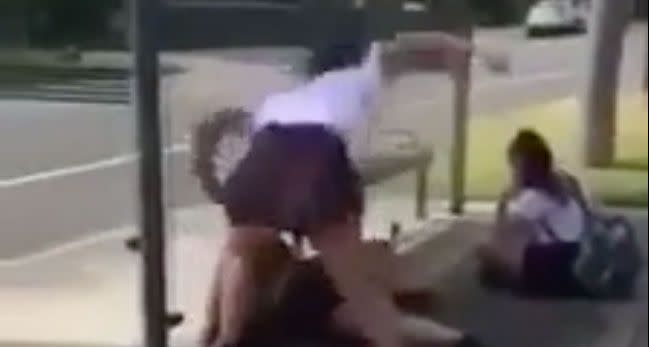 The attacker laid a series of brutal blows as the young girl cowered on the ground. Source: Supplied