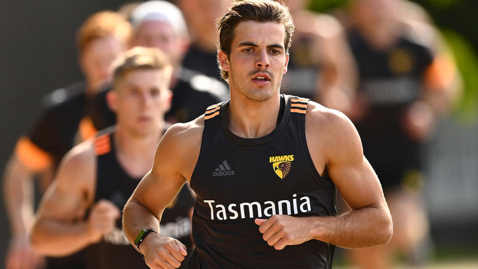 Hawthorn young gun Finn Maginness has been praised by his club for his actions after testing positive for Covid-19 this week. (Photo by Quinn Rooney/Getty Images)