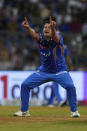 Mumbai Indians' Piyush Chawla appeals successfully for the wicket Sunrisers Hyderabad's Abdul Samad during the Indian Premier League cricket match between Mumbai Indians and Sunrisers Hyderabad in Mumbai, India, Monday, May 6, 2024. (AP Photo/Rajanish Kakade)