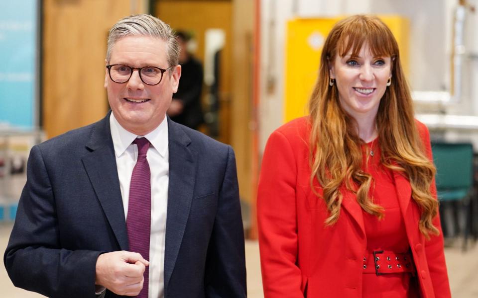 Sir Keir Starmer and Angela Rayner in Dudley during the Labour Party's local elections campaign launch, March 2024