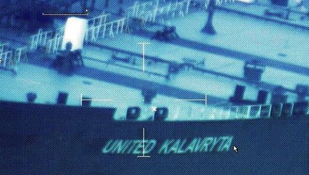 A still image from video taken by a U.S. Coast Guard HC-144 Ocean Sentry aircraft shows the oil tanker United Kalavyrta (also known as the United Kalavrvta), which is carrying a cargo of Kurdish crude oil, approaching Galveston, Texas July 25, 2014. REUTERS/US Coast Guard/handout via Reuters