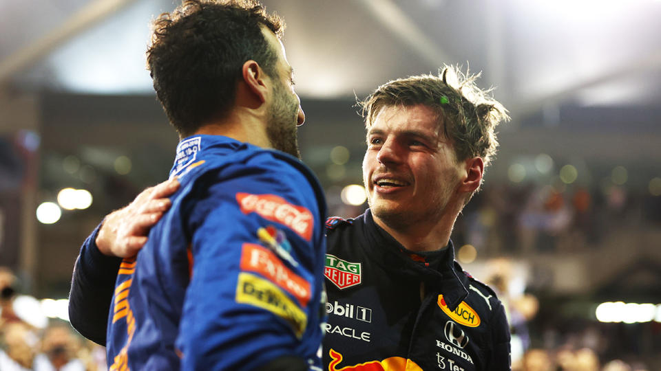 Daniel Ricciardo, pictured here congratulating Max Verstappen after the Abu Dhabi Grand Prix.