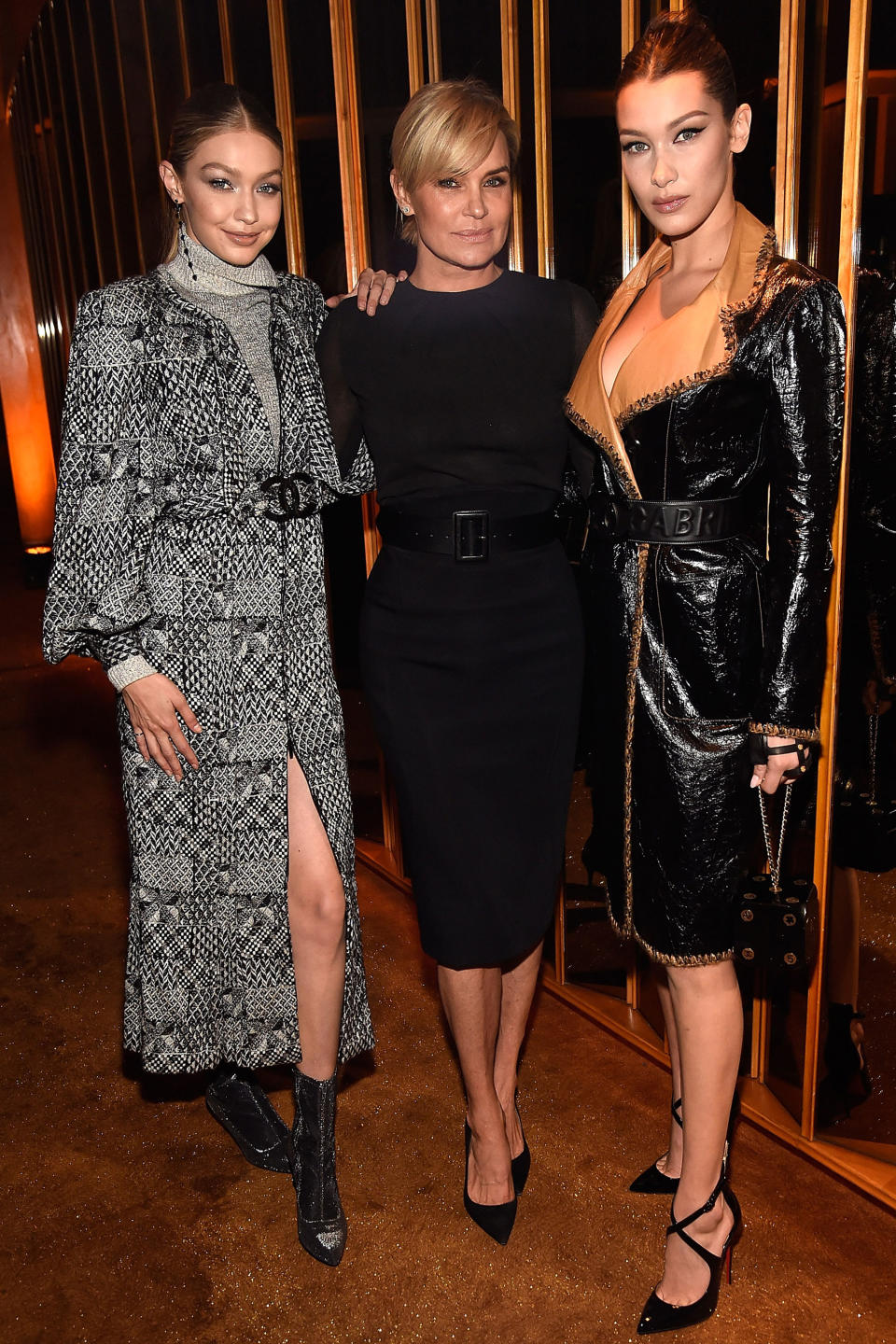 <p><strong>23 October </strong>Gigi, Bella and Yolanda Hadid attended <em>V</em> magazine's intimate dinner in honour of Karl Lagerfeld in New York wearing Chanel.</p>