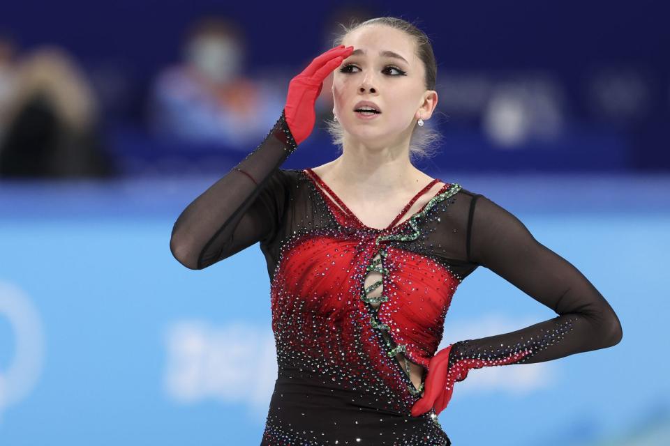 Lintao Zhang/Getty  Russian figure skater Kamila Valieva competes at the 2022 Winter Olympics in Beijing