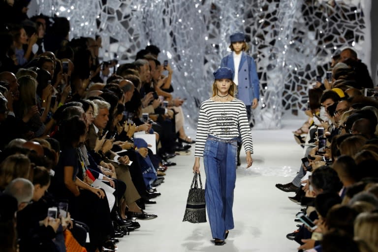 A Breton jumper with the slogan "Why Have There Been No Great Women Artists?" led Dior's spring-summer collection at Paris Fashion Week