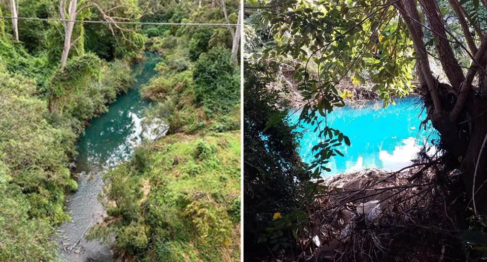 Bright blue Toongabbie Creek. 