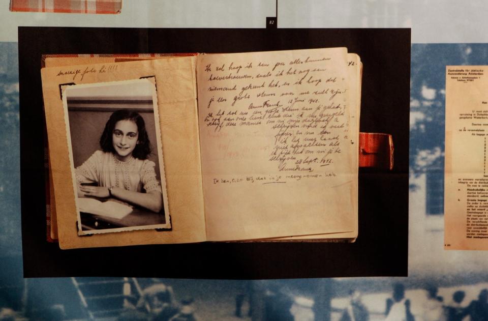 A photo of Anne Frank is displayed at the opening of the exhibition ‘Anne Frank, a History for Today’ (AP2009)