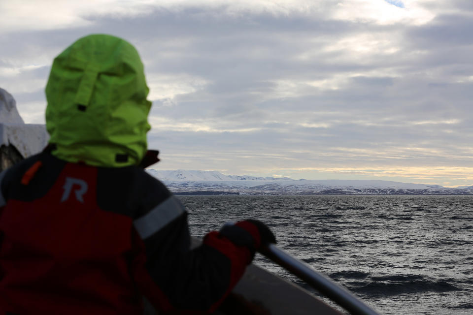 Image:: Captain Heimir Hardarson takes whale watchers out on his boat in Husavik, Iceland. (Carlo Angerer / NBC News)