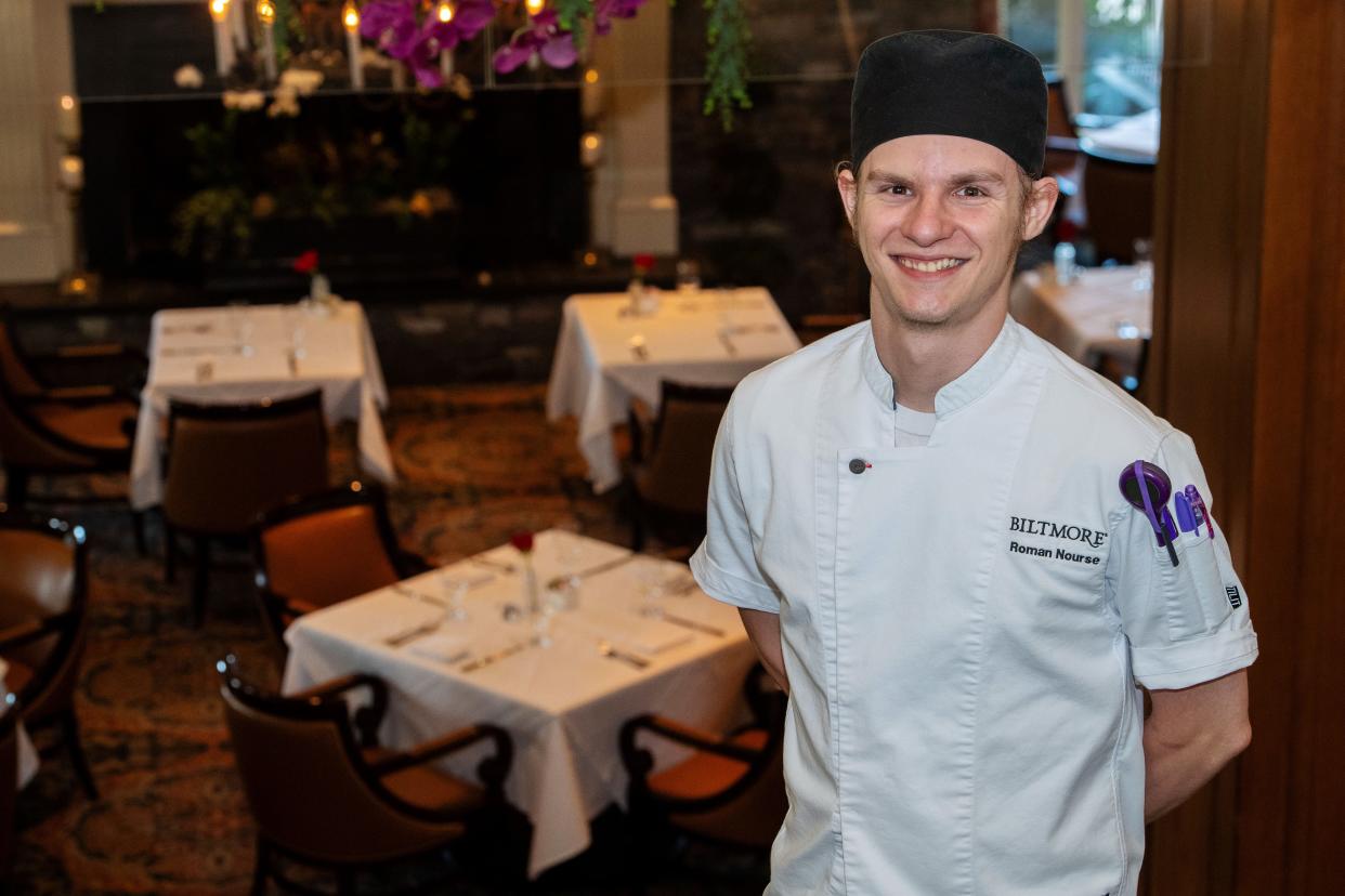 Banquet Demi Chef Roman Nourse, a graduate of A-B Tech’s culinary arts program, won the 2024 National Champion of Jeunes Chefs Rôtisseurs (JCR) Competition and will go to the International Jeunes Chefs Rôtisseurs Competition in 2025.