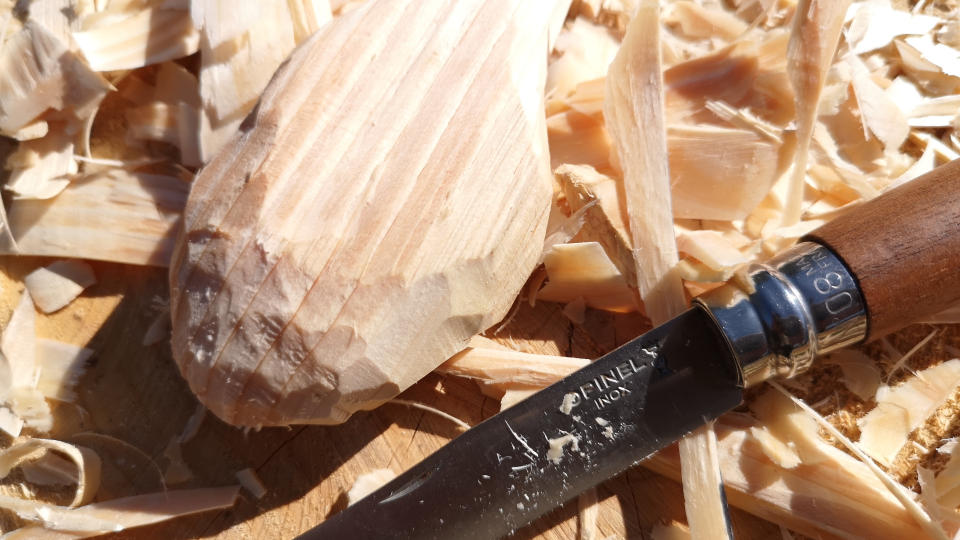 A whittled spoon bowl