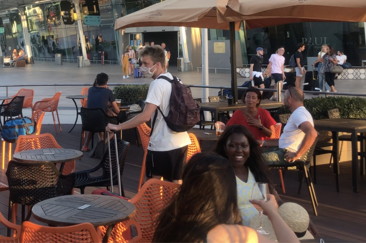 Happier times: British holidaymakers at Faro airport in Portugal before the quarantine announcement: Simon Calder