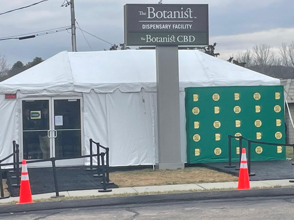 A tent that The Botanist in Montville will use for January, anticipating higher traffic for adult-use cannabis sales.