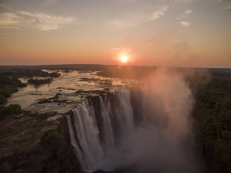  Victoria Falls at sunset, Zambia. 