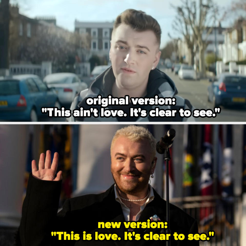 original version: "this ain't love," new version: "this is love"