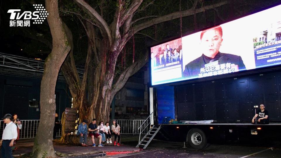 國民黨設置舞台車。(圖／胡瑞麒攝)