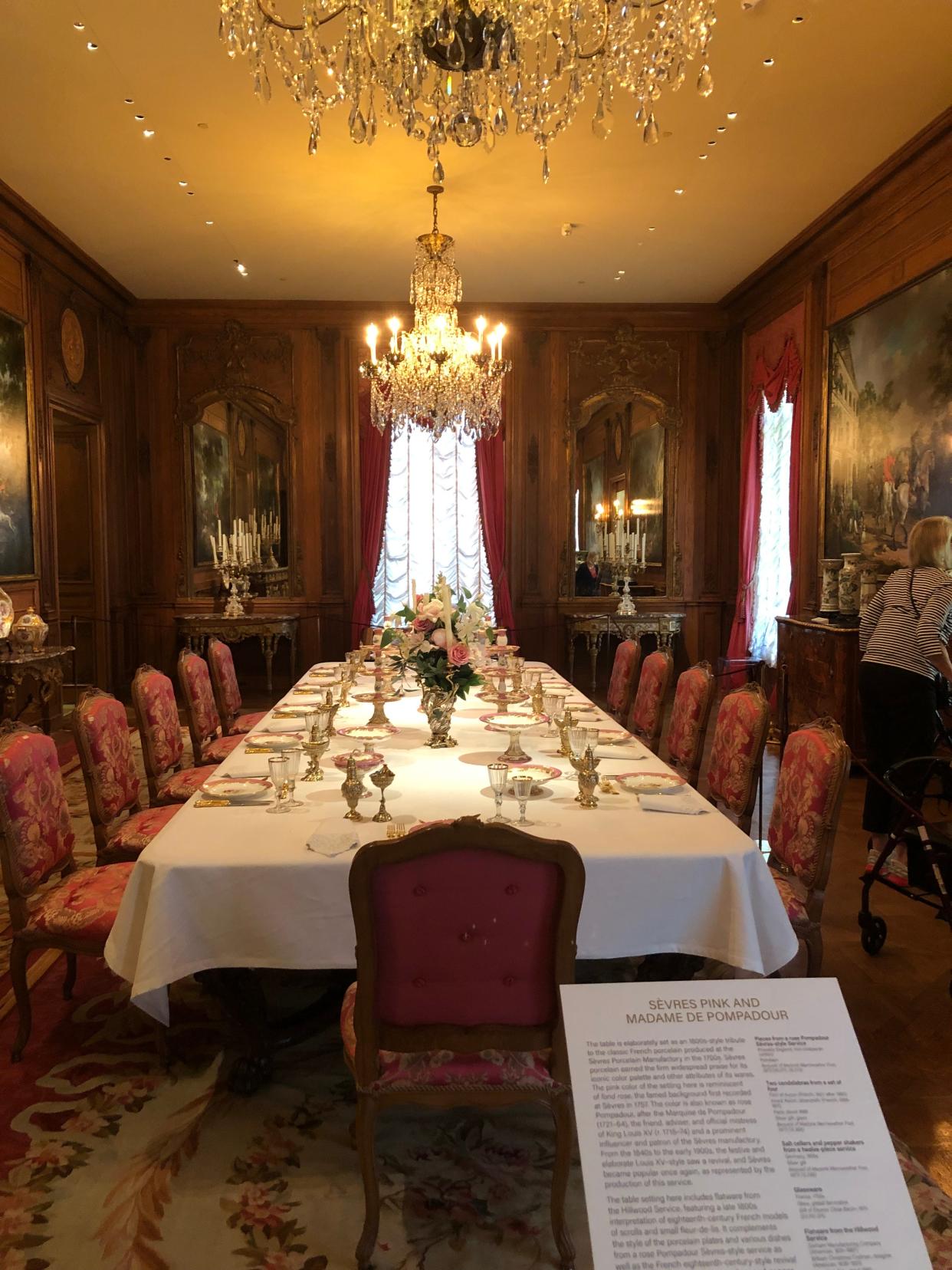 The dining room at Hillwood is a showcase for the magnificent dining table, designed by Joseph Urban, as well as pieces from Marjorie Merriweather Post's extensive tableware collection.