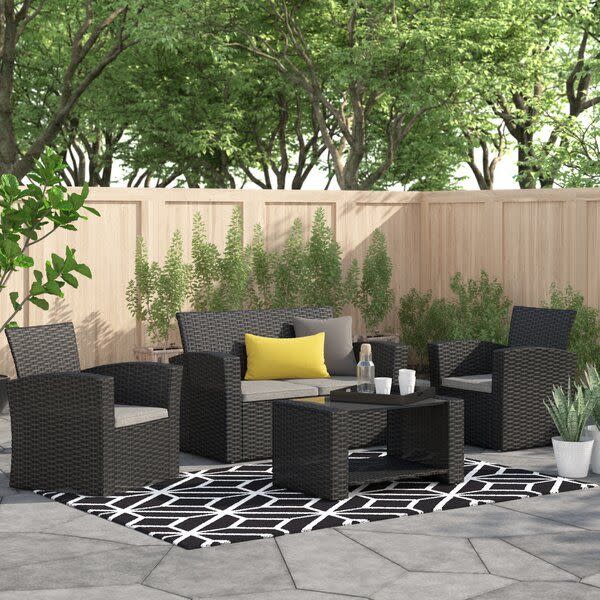 2) Charmain Polyethylene Wicker Patio Set