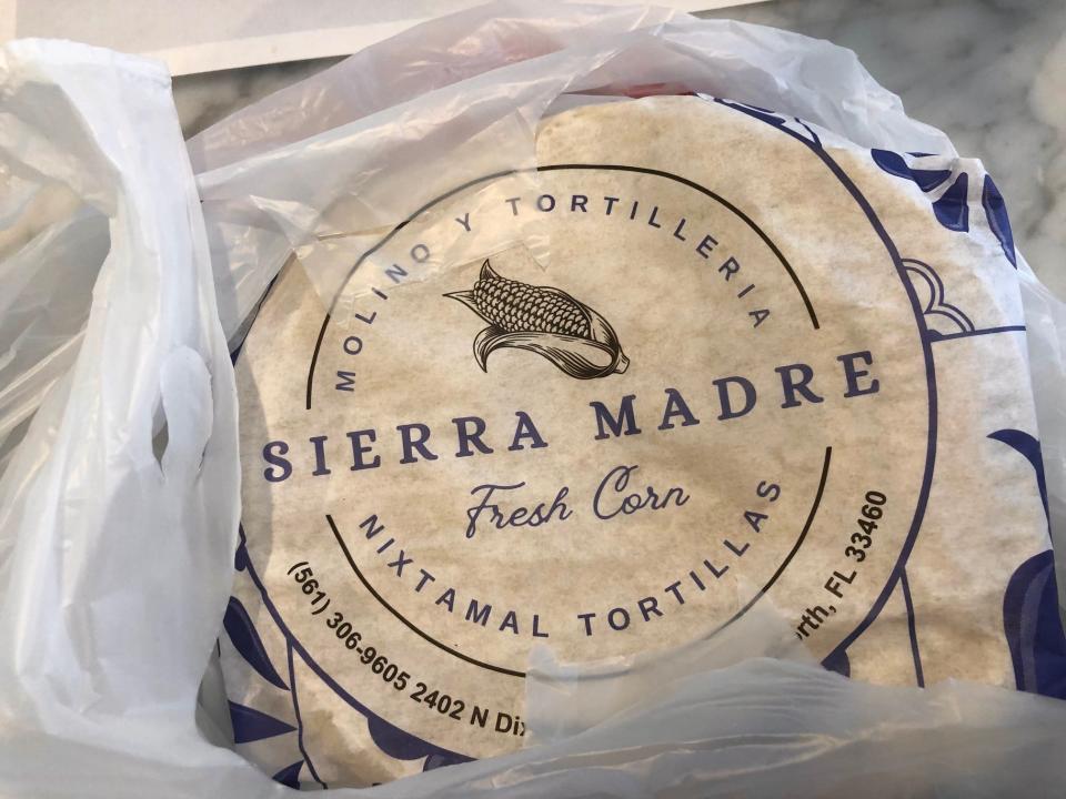 Packaged tortillas at Sierra Madre tortilla factory and shop in Lake Worth Beach.