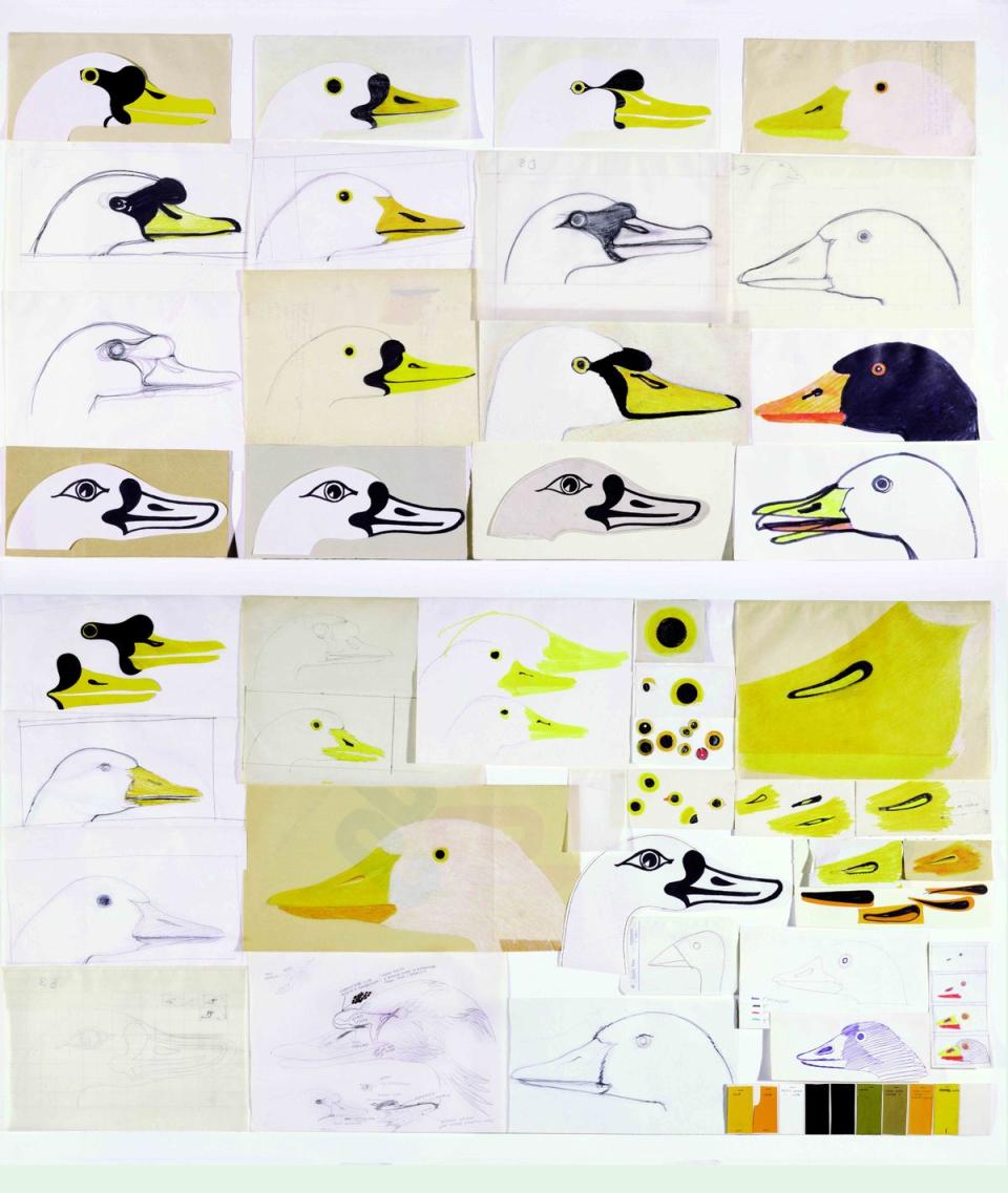 The Nature Series, preliminary sketches and variations for the goose, with Elio Mari (Studio Enzo Mari)