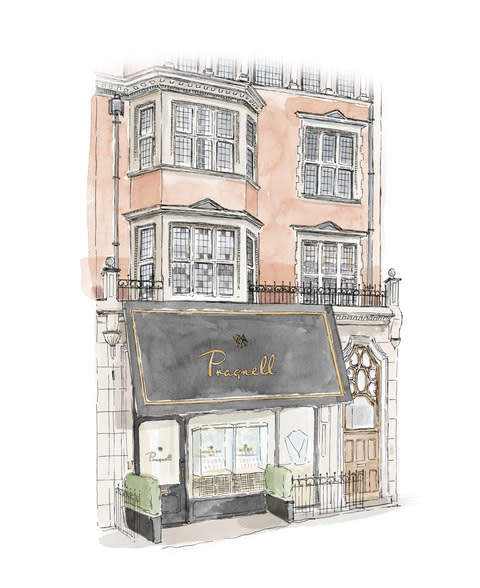 A sketch of the Pragnell store on Mount Street