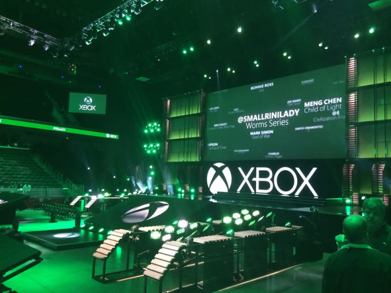 Microsoft's setup for its E3 2014 press briefing.