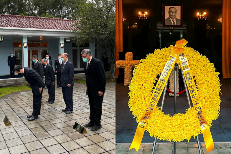 今日適逢前總統蔣經國逝世34週年，許多藍營大佬都前往慈湖悼念致意。（翻攝自馬英九臉書）