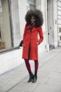 <p>Student Louise Dees wearing a Nordstrom coat and Macy’s boots. [Photo: Kirstin Sinclair/Getty Images] </p>
