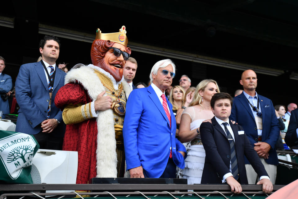 Trainer Bob Baffert and family before Justify wins the Belmont Stakes and Triple Crown at Belmont Park Racetrack on June 09, 2018 in Elmont, New York