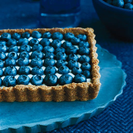 Honeyed Yogurt and Blueberry Tart with Ginger Crust