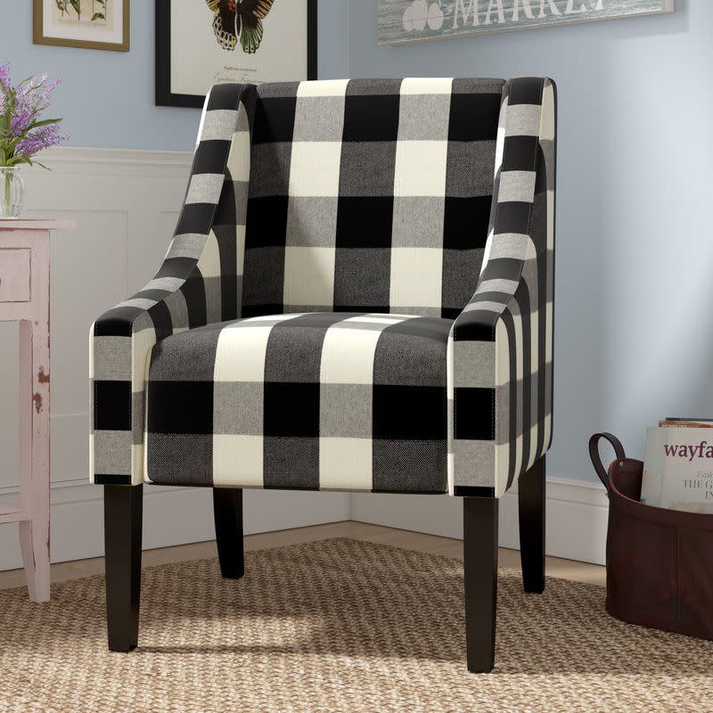 Checkered Pattern Accent Chair