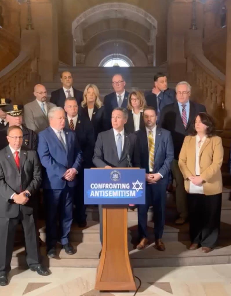 Republicans in the state Senate unveiled a legislative package Wednesday to crack down on antisemitism, calling the fight against Jew hatred the civil rights issue of the 21st century. Facebook