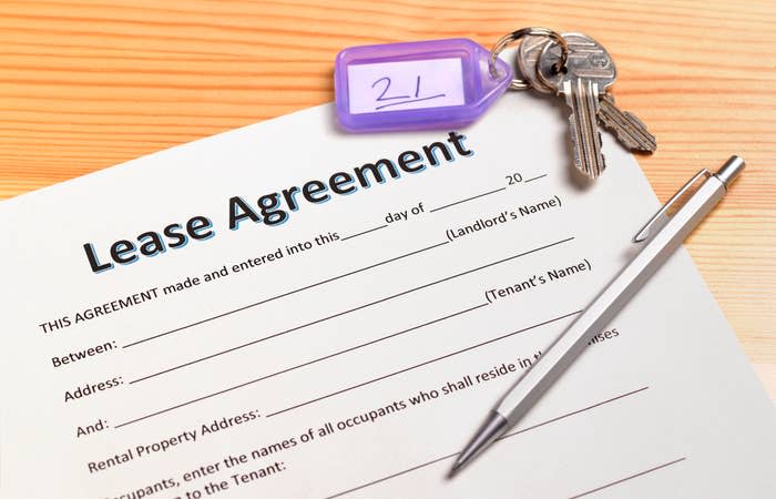 Close-up of a lease agreement