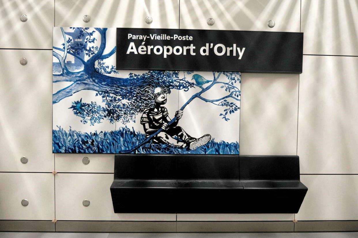 La station de métro de la ligne 14 située à l'aéroport d'Orly doit ouvrir au public le 24 juin prochain.  - Credit:ANTON KARLINER/SIPA