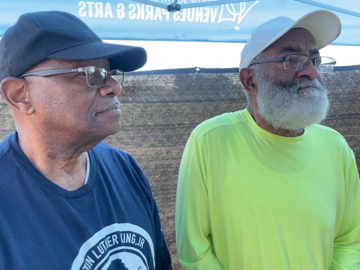 Tony Scott, right, stands with George Jones at an Oct. 24, 2023, ceremony announcing the construction plans for the Martin Luther King Jr. Dream Center. Both men are members of South Bend's Martin Luther King Jr. Senior Men's Club.