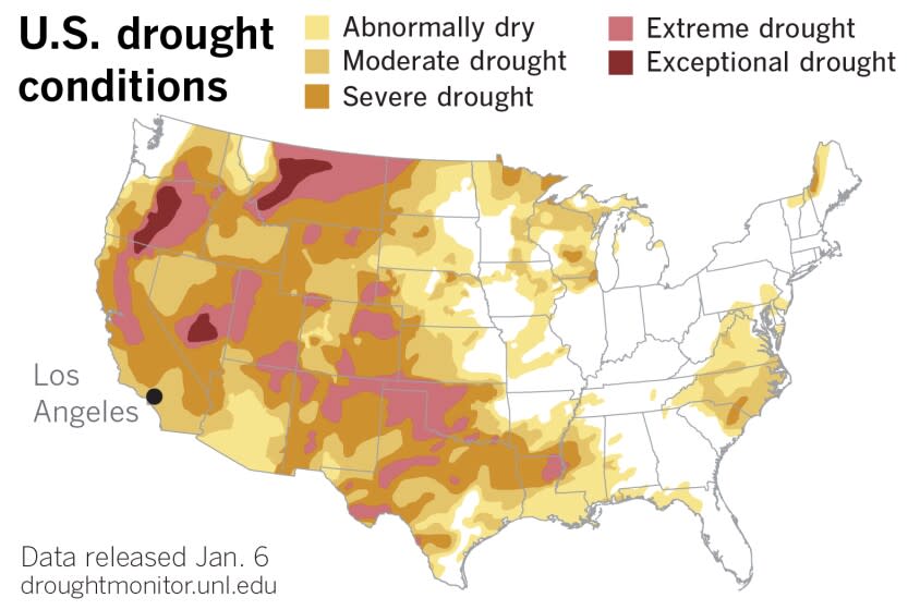 Map of U.S. Drought Monitor data released Jan. 6, 2022.