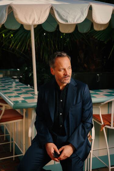 Los Angeles, CA - December 04: Actor Peter Sarsgaard, whose film "Memory" is about early-onset dementia and here he poses for a portrait at Chateau Marmont on Monday, Dec. 4, 2023 in Los Angeles, CA. (Dania Maxwell / Los Angeles Times)
