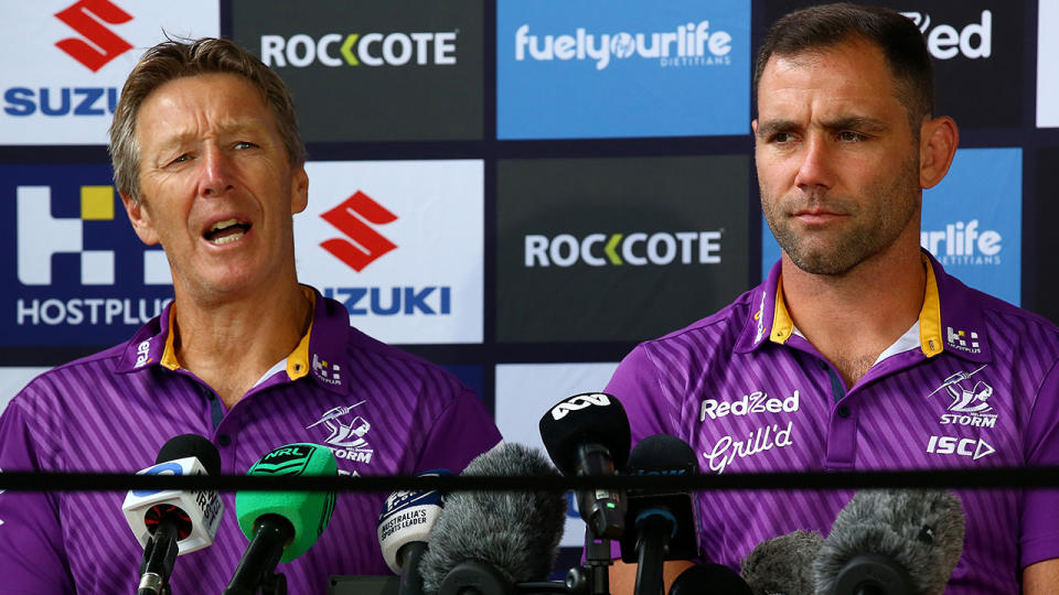 Melbourne Storm coach Craig Bellamy will present Cameron Smith and the rest of the players with their premiership rings on Sunday night, should the Storm defeat Penrith. (Photo by Jono Searle/Getty Images)