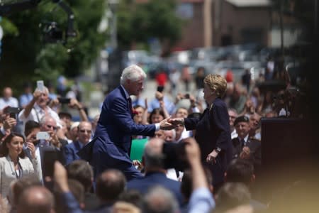 Former U.S. President Bill Clinton and Former U.S. Secretary of State Madeleine Albright attend the 20th anniversary of the Deployment of NATO Troops in Kosovo in Pristina