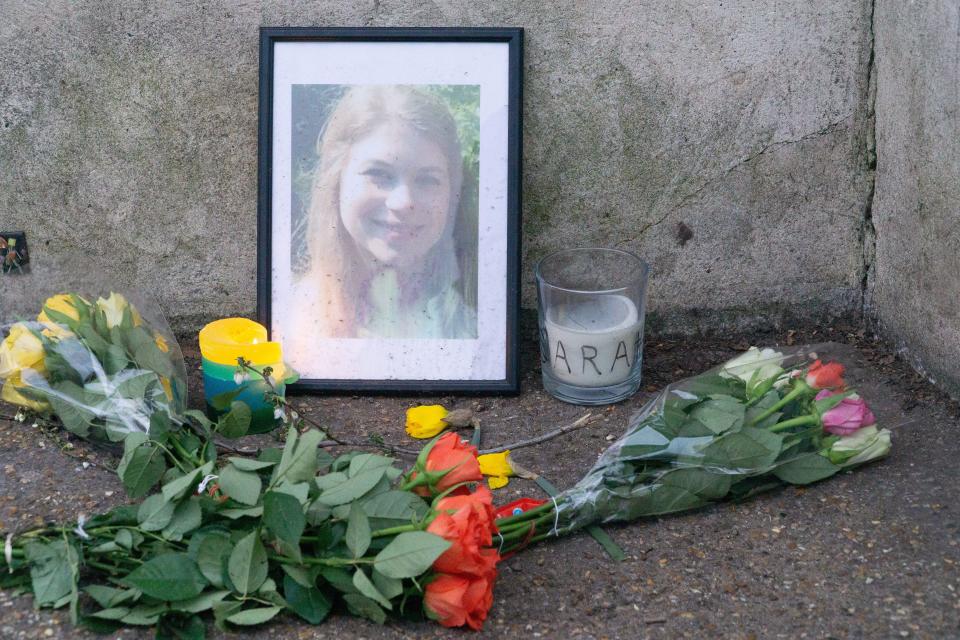 London, UK, 3 March 2023: On the second anniversary of the murder of Sarah Everard by serving Metropolitan Police officer Wayne Couzens on 3 March 2021, a framed photograph, candles and a few bunches of flowers have been left at Clapham Common Bandstand, the site of many flowers being left after her death, and of the notorious vigil when the police used violence against women protestors. Anna Watson/Alamy Live News