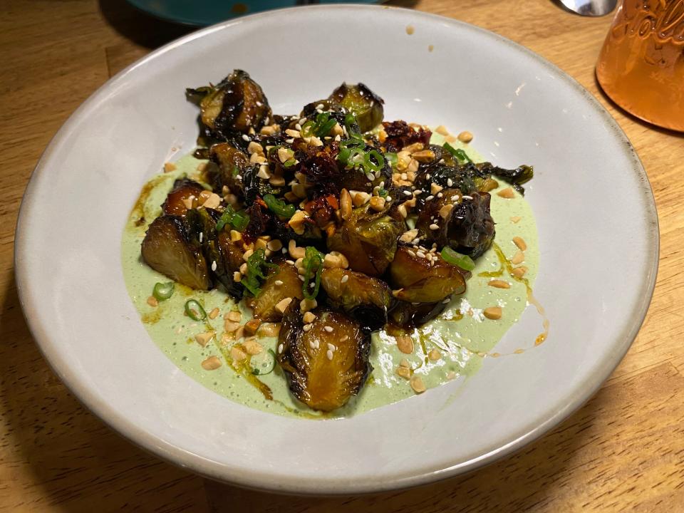 Honey Garlic Roasted Brussel Sprouts at Birdie's by Chef Kevin Lee.